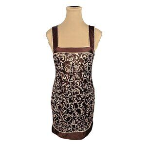 Vintage Bebe Light and Dark Brown Silk  Burttery Soft Dress Sz XS